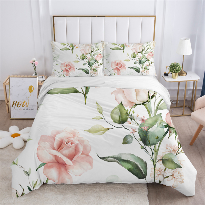Aesthetic Floral Duvet Cover - Set Sprei Motif Bunga Rustic Putih