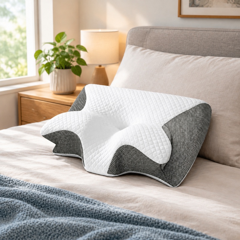 Memory Foam Orthopedic Pillow Neck Pain - Bantal Leher Ortopedi Berbahan Busa Memori