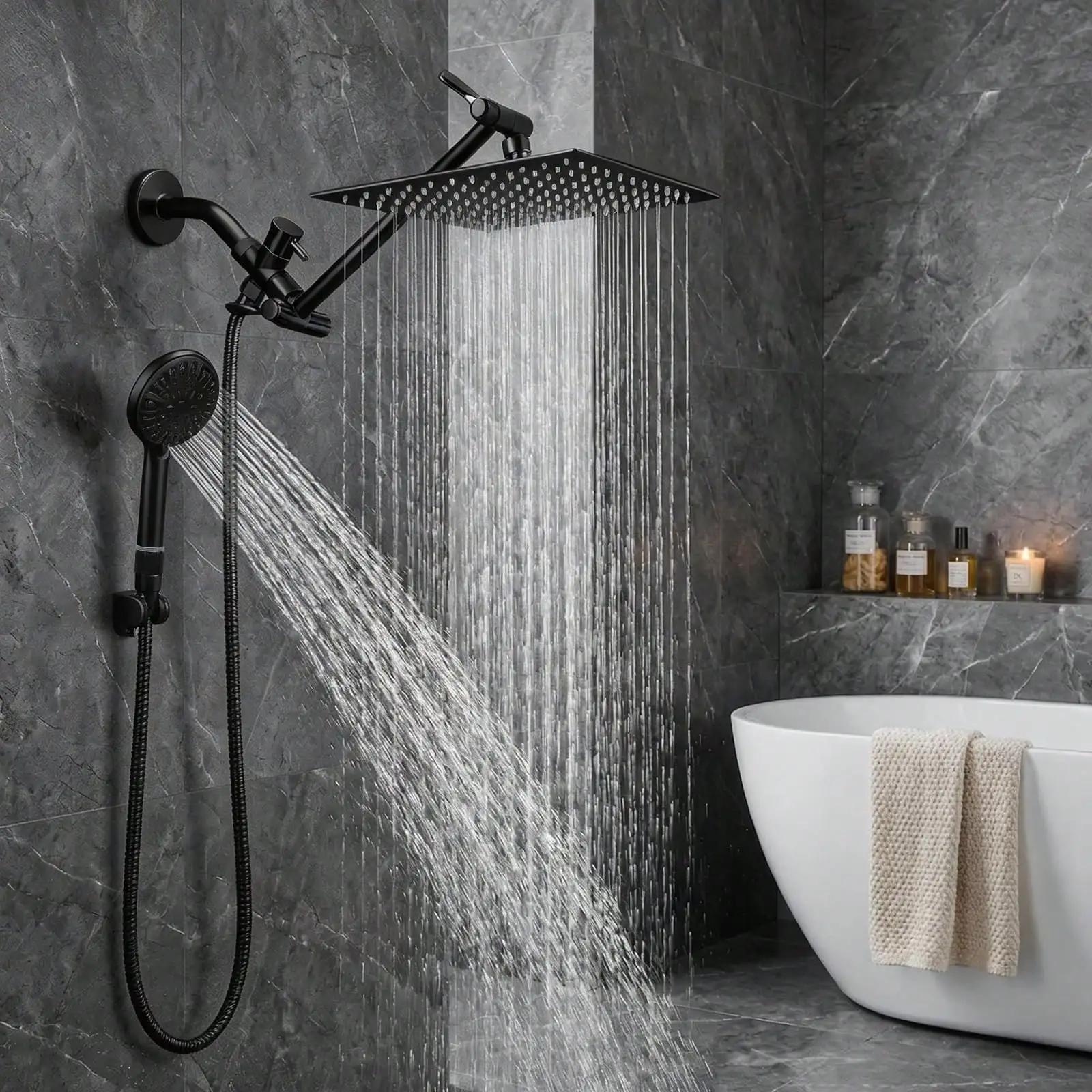 High Pressure Shower Head Handheld - Kepala Pancuran Ganda dengan Handheld, Sistem