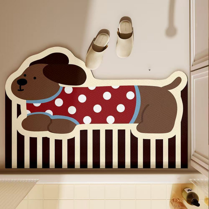 Quick Dry Diatomite Bath Mat - Keset Kamar Mandi Anjing Dachshund Lucu,