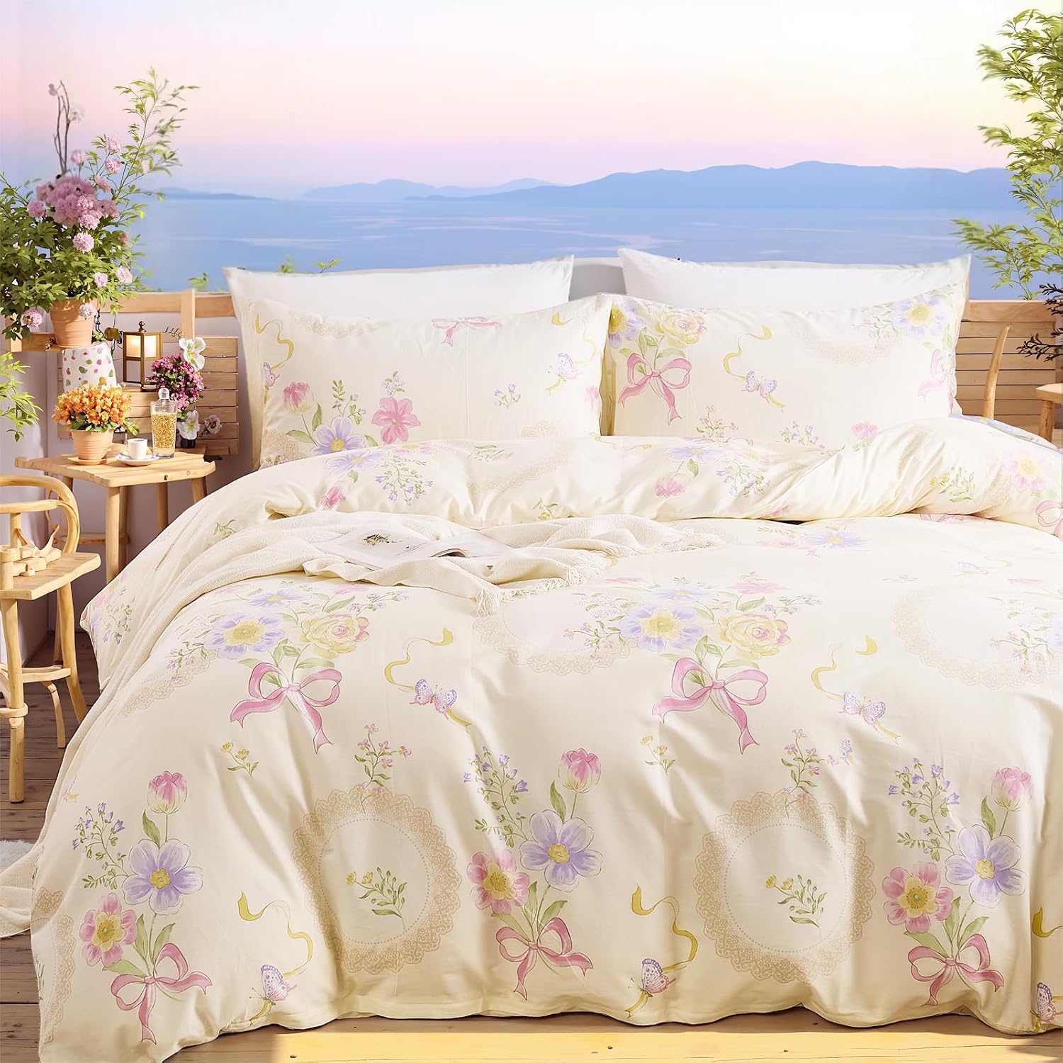 Sprei Selimut Motif Bunga Ukur - Aesthetic Floral Duvet Cover ulasan dan harga
