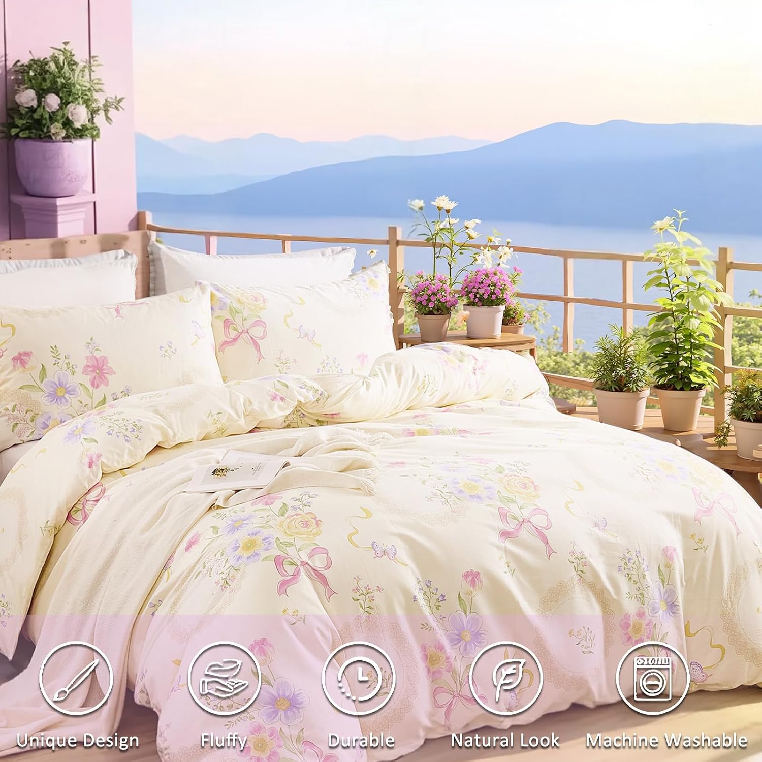 Sprei Selimut Motif Bunga Ukur - Aesthetic Floral Duvet Cover ulasan dan harga