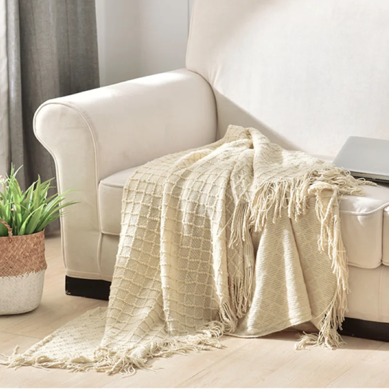 Selimut Rajut Bertekstur Warna - Boho Throw Blanket Fringe ulasan dan harga