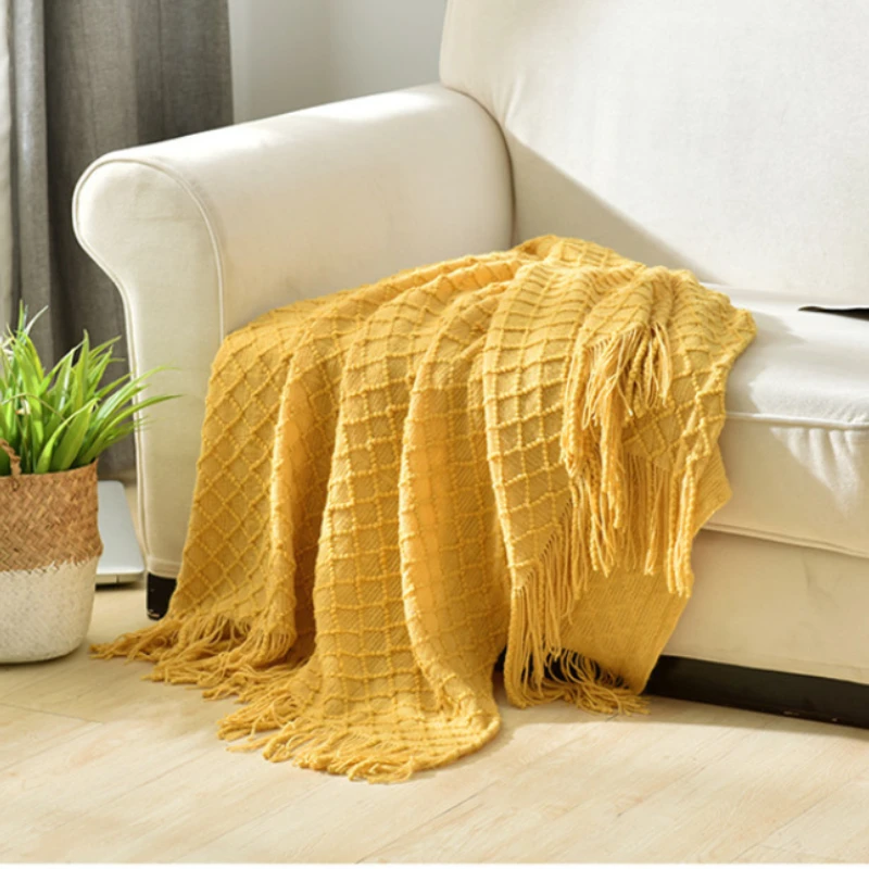 Selimut Rajut Bertekstur Warna - Boho Throw Blanket Fringe ulasan dan harga