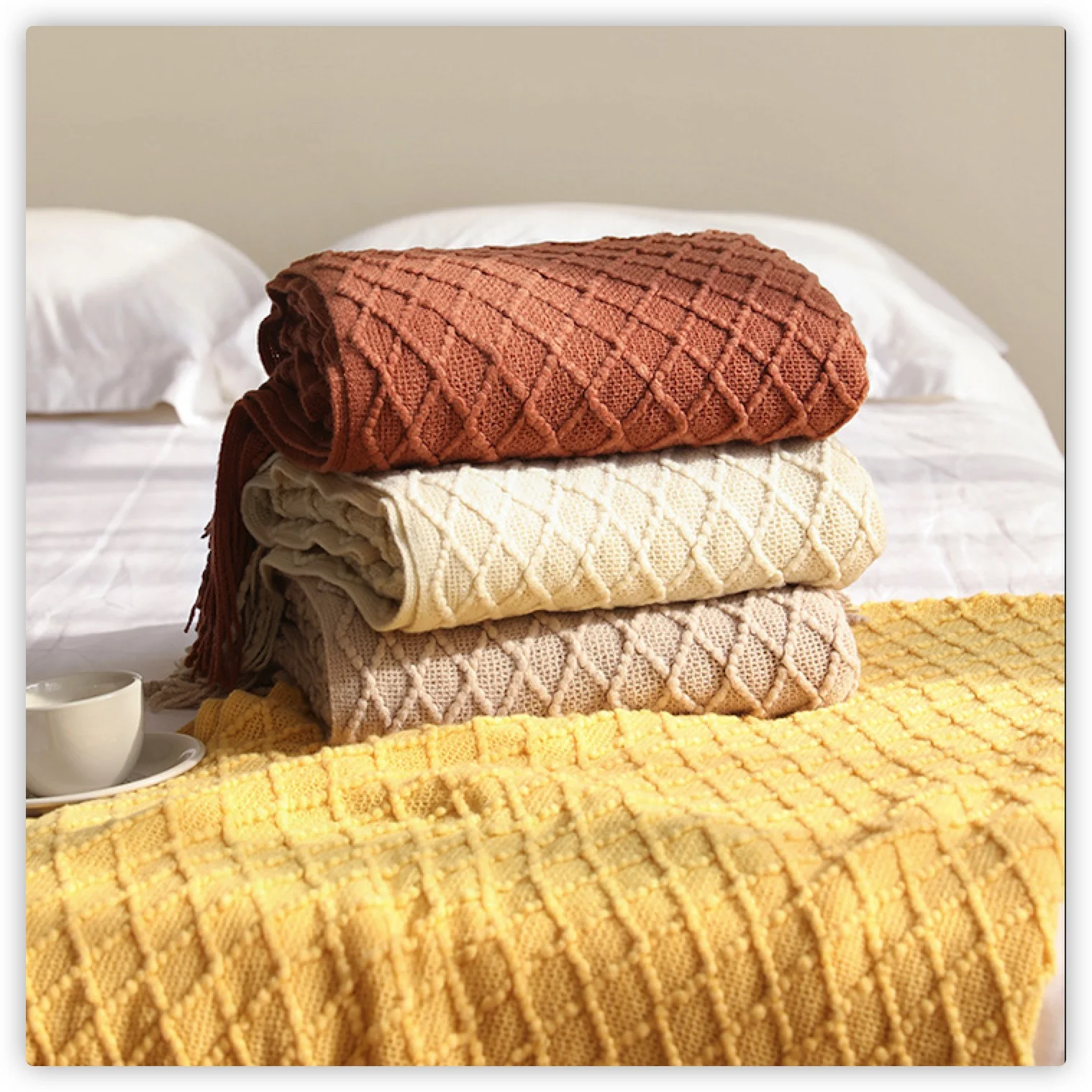 Selimut Rajut Berbentuk Berlia - Boho Throw Blanket Fringe ulasan dan harga