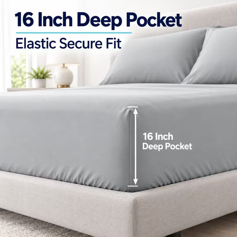 Set Sprei 3/4 buah, Sprei Lemb - Fitted Bed Sheets Deep Pocket ulasan dan harga