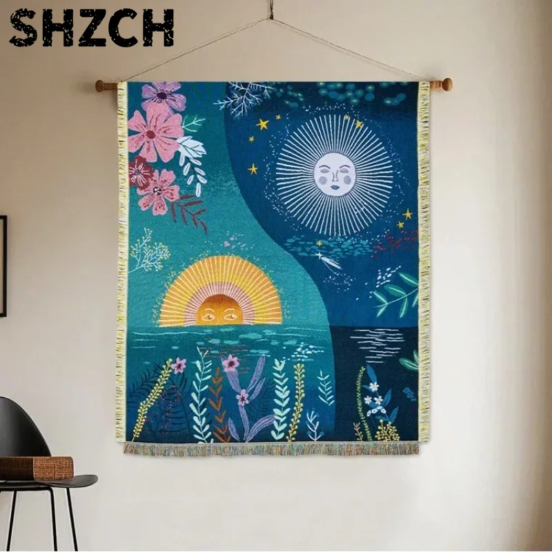 Taplak Dinding Tenun Motif Mat - Boho Throw Blanket Fringe ulasan dan harga
