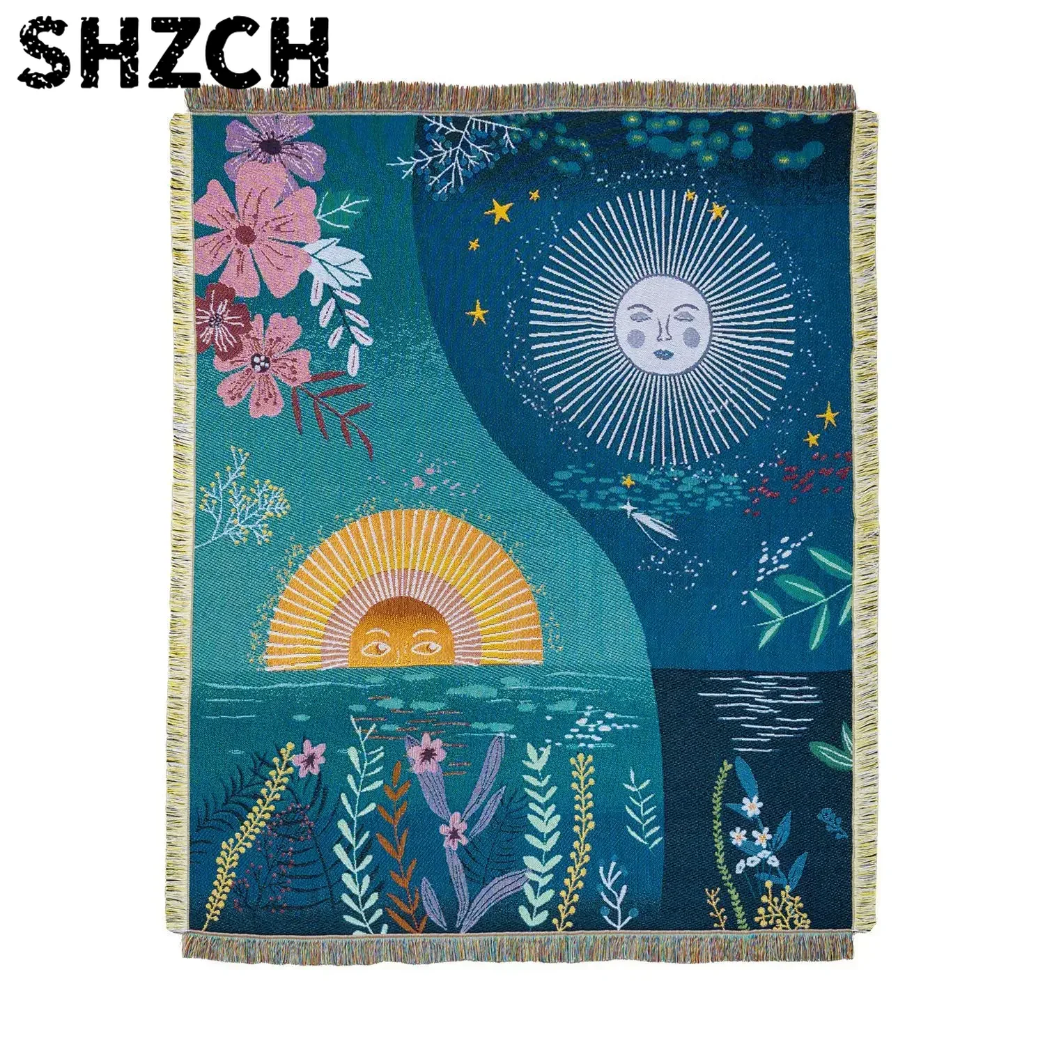 Taplak Dinding Tenun Motif Mat - Boho Throw Blanket Fringe ulasan dan harga