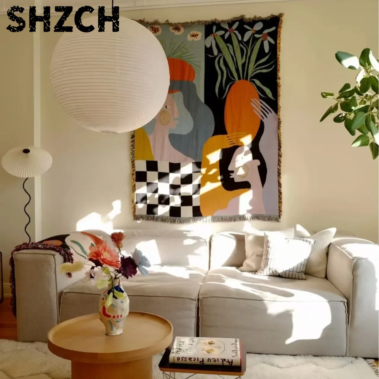 Permadani Seni Abstrak Modern  - Boho Throw Blanket Fringe ulasan dan harga