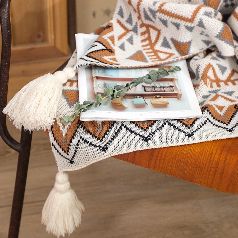 Selimut Rajut Boho Southwester - Boho Throw Blanket Fringe ulasan dan harga